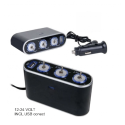 USB à 3 voies avec bouton et bouton 12-24V