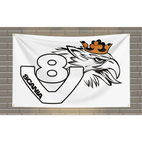 Drapeau V8 Noir/Blanc - 90 x 150cm Drapeau V8 Noir/Blanc - 90 x 150cm