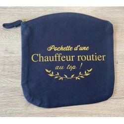 POCHETTE D'UNE CHAUFFEUR ROUTIER AU TOP ! BLEU MARINE/OR