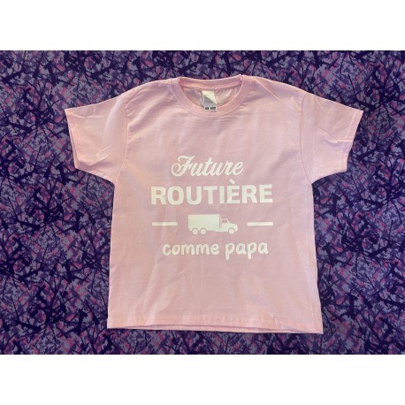 TEE SHIRT FILLE ROSE FUTURE ROUTIERE CLASS DESIGN 5-6 ANS