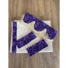 Rideaux + Frange Alcantara beige rebords danois violet