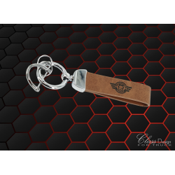 PORTE-CLÉS TRUCKJUNKIE AVEC LOGO GRAVÉ - MARRON AVEC ANNEAU