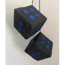 Dés en alcantara noir points bleu