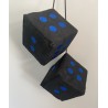 Dés en alcantara noir points bleu