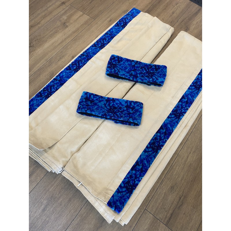 Dépôt vente - Rideaux vitre beige danois bleu Dépôt vente - Rideaux vitre beige danois bleu
