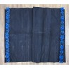 DÉPOT VENTE - Kit Rideaux de vitres alcantara noir danois bleu + frange danois bleu fils noirs
