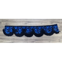 DÉPOT VENTE - Kit Rideaux de vitres alcantara noir danois bleu + frange danois bleu fils noirs