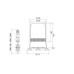 Gyrophare à ampoule 24V fixation magnétique