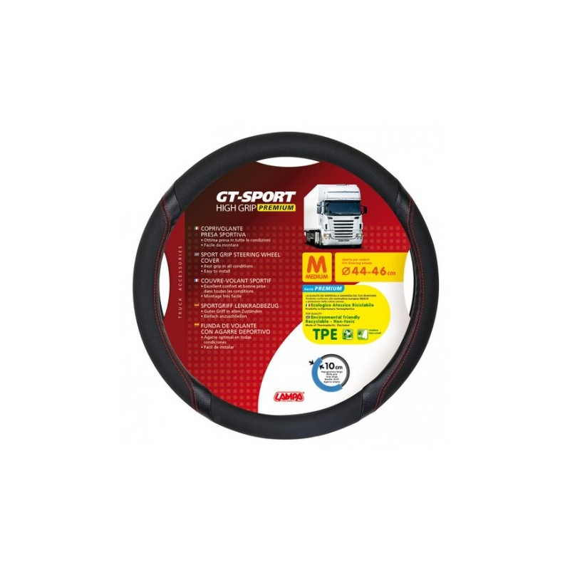 COUVRE VOLANT GT SPORT 44/46 NOIR ET ROUGE COUVRE VOLANT GT SPORT 44/46 NOIR ET ROUGE