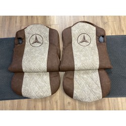 Housses de sièges Mercedes MP4/MP5 gamme Deluxe sabbia et marron broderie marron