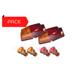 Pack 2 Double-Ampoules Orange/Rouge + 2 BA15S Rouge + 2 BA15S Orange