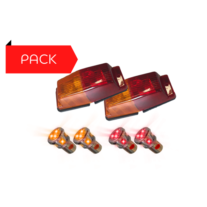 Pack 2 Double-Ampoules Orange/Rouge + 2 BA15S Rouge + 2 BA15S Orange Pack 2 Double-Ampoules Orange/Rouge + 2 BA15S Rouge + 2 BA15S Orange