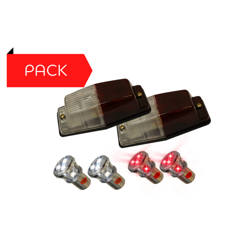 Pack 2 Double-Ampoules Blanc/Rouge + 2 BA15S Rouge + 2 BA15S Blanche Pack 2 Double-Ampoules Blanc/Rouge + 2 BA15S Rouge + 2 BA15S Blanche
