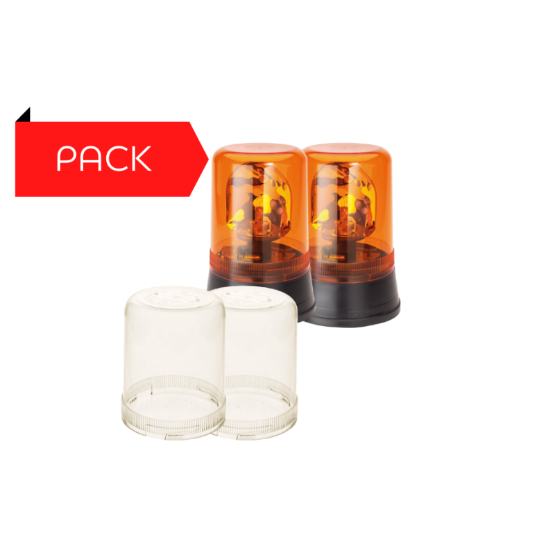 Pack 2 Gyrophares à Ampoule + 2 Cabochons Transparent