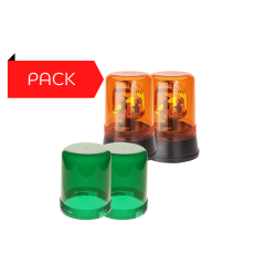 Pack 2 Gyrophares à Ampoule + 2 Cabochons Vert