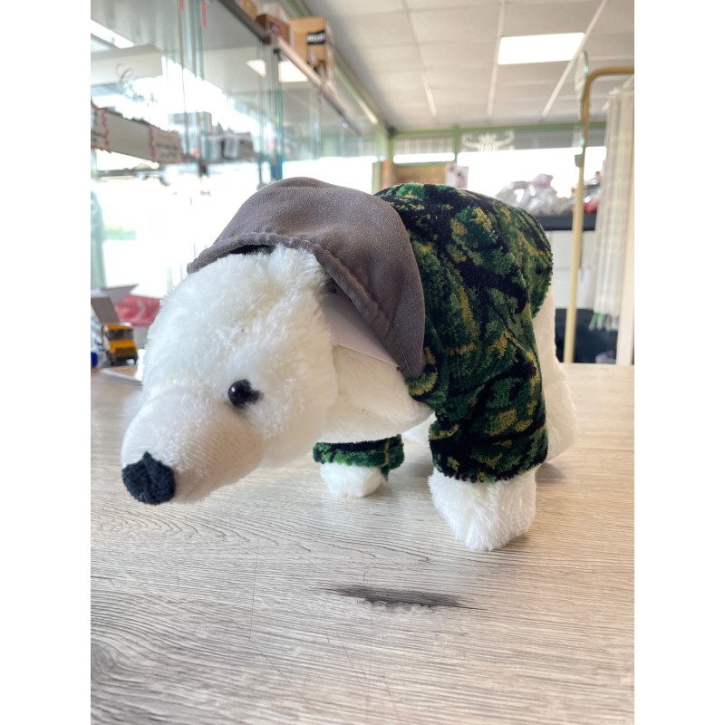 OURS POLAIRE AVEC MANTEAU DANOIS VERT