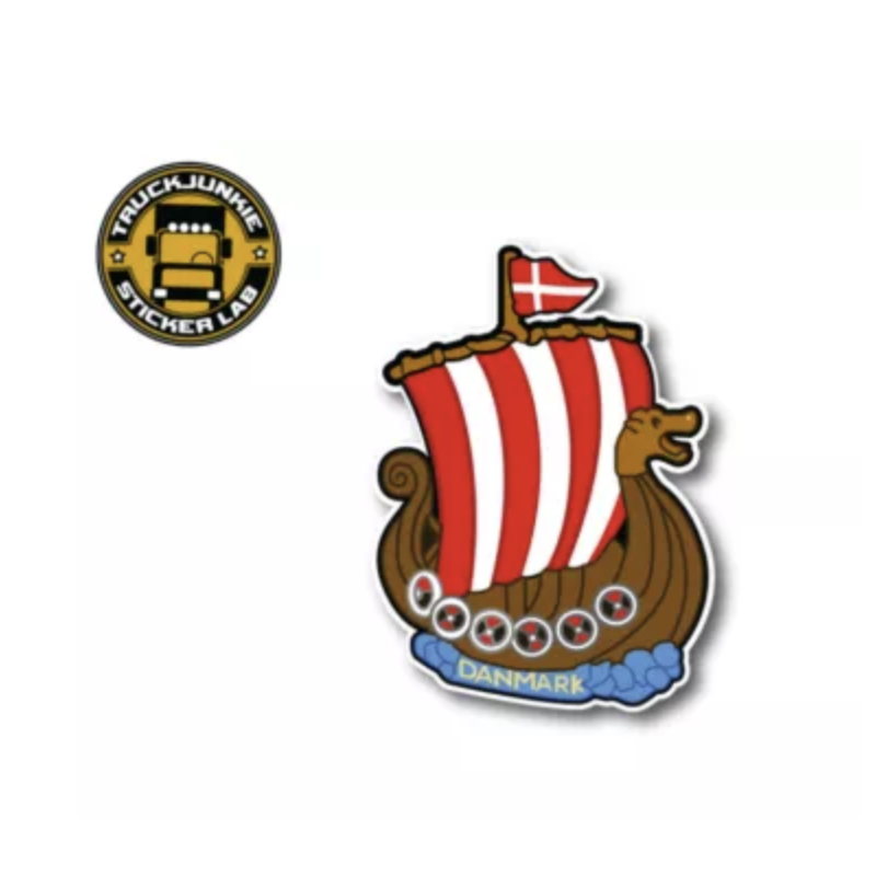 DANMARK - VIKING BOAT - FULL PRINT STICKER