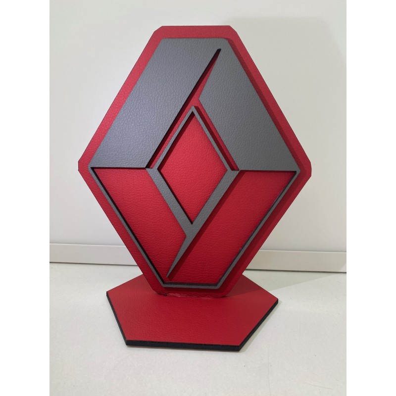 LOGO RENAULT SUR SOCLE - 19x23cm - gris/rouge