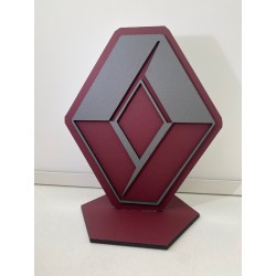 LOGO RENAULT SUR SOCLE - 19x23cm - gris/bordeaux