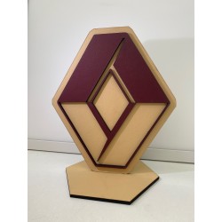 LOGO RENAULT SUR SOCLE - 19x23cm - gris/bordeaux