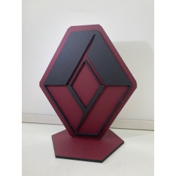 LOGO RENAULT SUR SOCLE - 19x23cm - nior/bordeaux