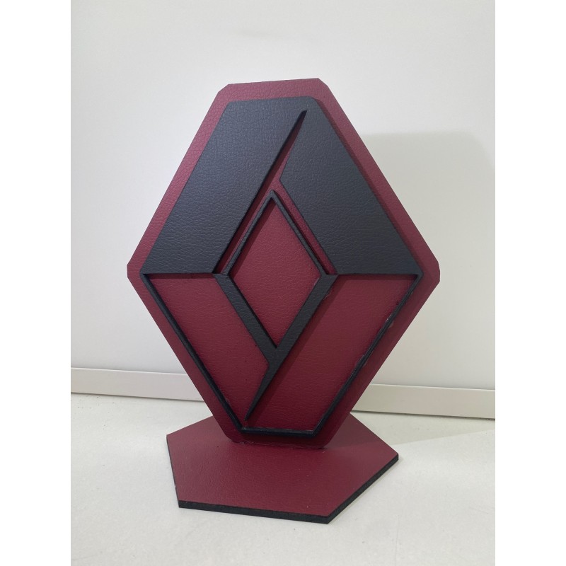LOGO RENAULT SUR SOCLE - 19x23cm - nior/bordeaux