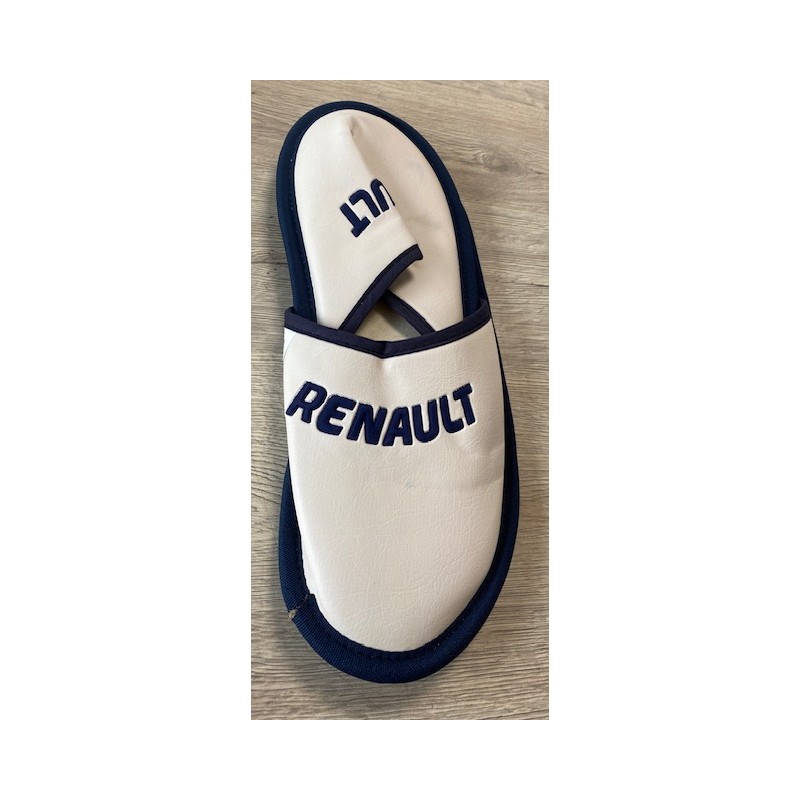 CHAUSSON SIMILI CUIR RENAULT BEIGE/BLEU MARINE TAILLE 45/46 CHAUSSON SIMILI CUIR RENAULT BEIGE/BLEU MARINE TAILLE 45/46