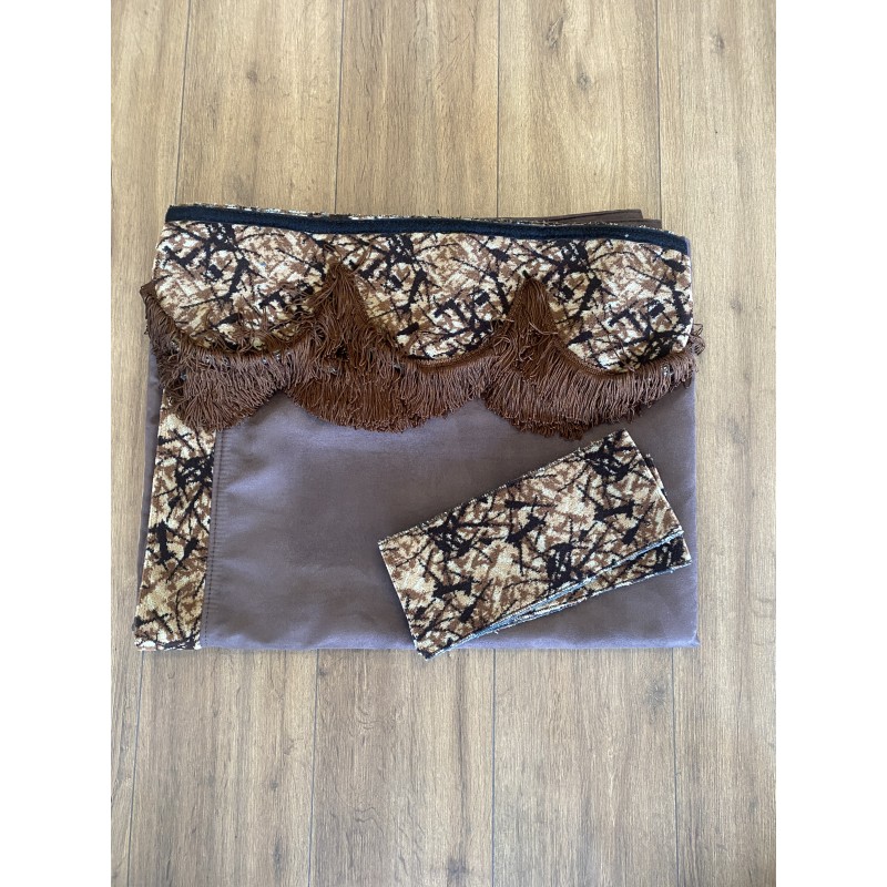 Kit rideaux + frange  marron/danois marron