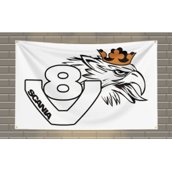 Drapeau V8 Noir/Blanc - 90 x 150cm