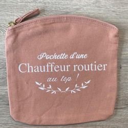 POCHETTE D'UNE CHAUFFEUR ROUTIER AU TOP ! ROSE/BLANC
