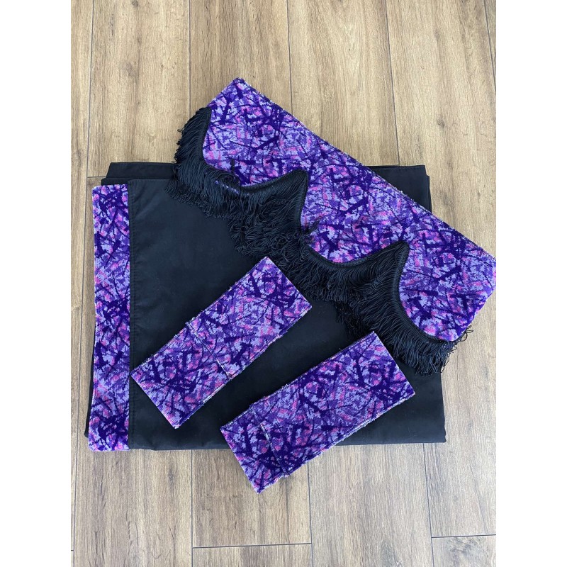 Rideaux + Frange Alcantara noir rebords danois violet