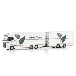 NOVA GREEN PLANTS BV DAF XG+ RIGED REEFER TRUCK 6X2 TAG AXLE RIGED REEFER DRAWBAR CENTRE-AXLED TRAILER - 2 AXLE