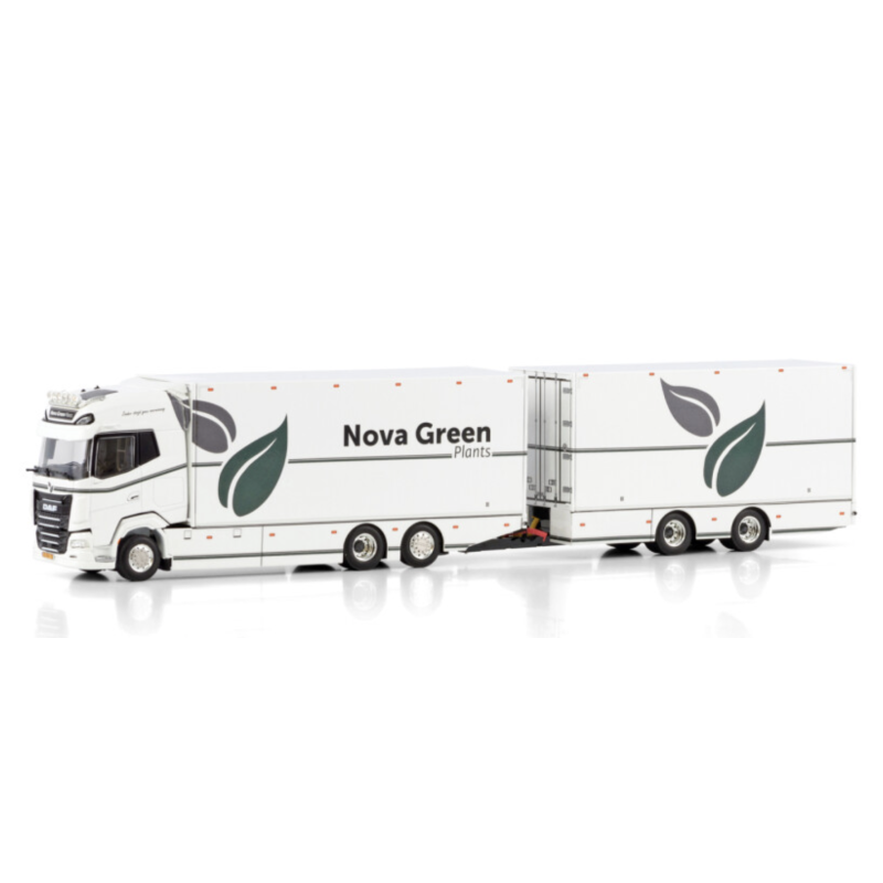 NOVA GREEN PLANTS BV DAF XG+ RIGED REEFER TRUCK 6X2 TAG AXLE RIGED REEFER DRAWBAR CENTRE-AXLED TRAILER - 2 AXLE