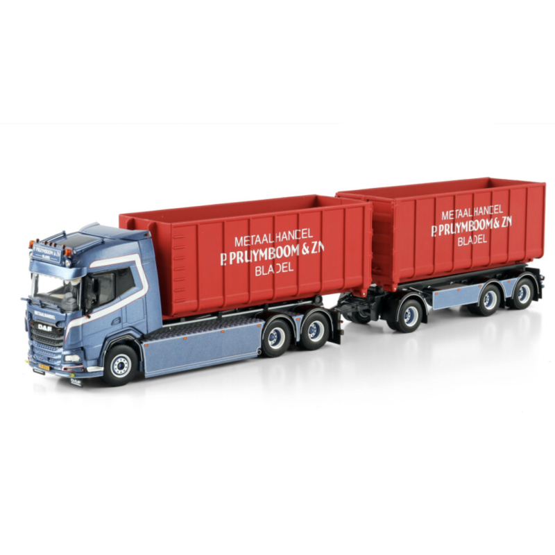 P. PRUYMBOOM & ZN DAF XF WITHOUT SKY LIGHTS RIGED TRUCK WITH HOOKLIFT SYSTEM 6X2 TAG AXLE RIGED TRUCK DRAWBAR WITH HOOKLIFT S...