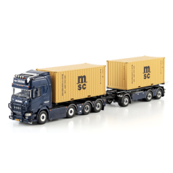 VAN SUIJDAM SCANIA R HIGHLINE CR20H RIGED CONTAINER FRAME TRUCK 8X2 TAG AXLE RIGED TRUCK DRAWBAR WITH HOOKLIFT SYSTEM - 7 AXL...