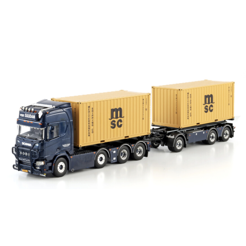 VAN SUIJDAM SCANIA R HIGHLINE CR20H RIGED CONTAINER FRAME TRUCK 8X2 TAG AXLE RIGED TRUCK DRAWBAR WITH HOOKLIFT SYSTEM - 7 AXL...