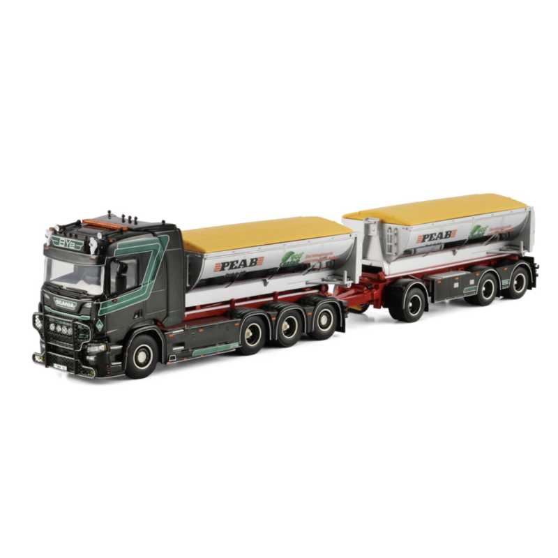 BYE PEAB ASFALT SCANIA R NORMAL CR20N RIGED TRUCK WITH HOOKLIFT SYSTEM 8X4 HOOKLIFT CONTAINER DRAWBAR TRAILER - 3 AXLE + ASPH...