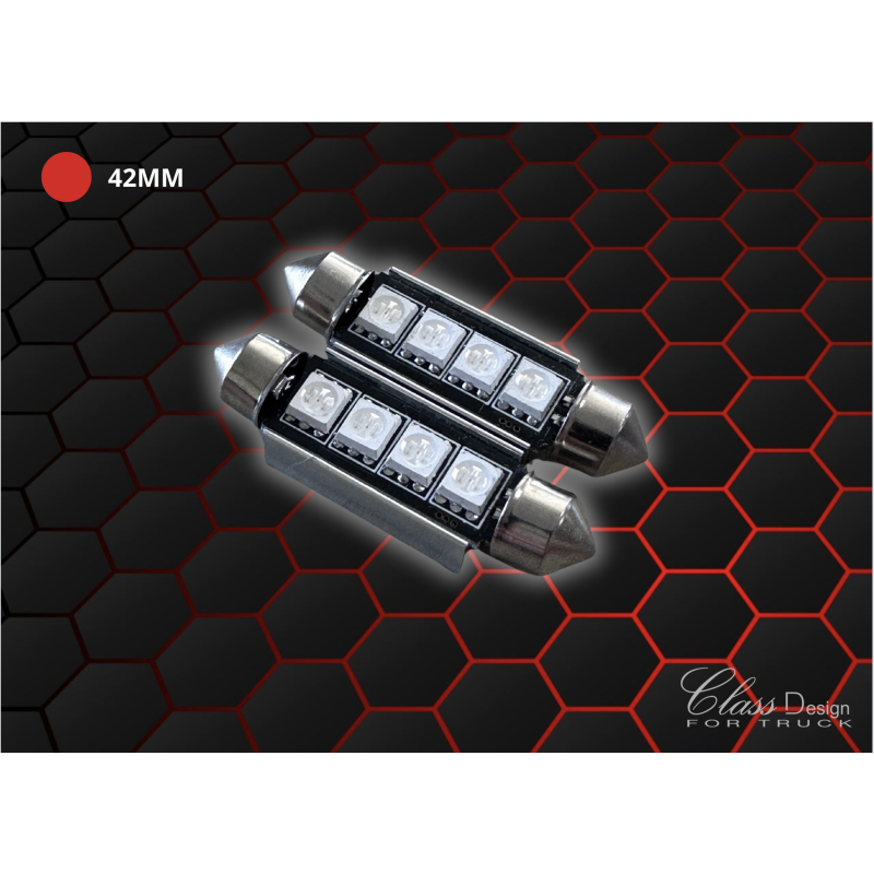 LOT DE NAVETTES LED ROUGE 42MM - 24V