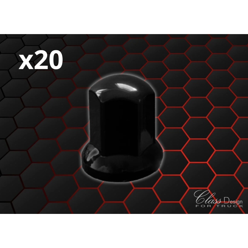 Caches écrous 32mm Noir - Lot de 20