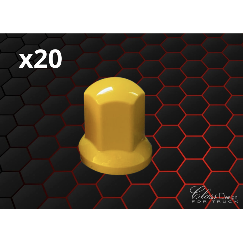 Caches écrous 32mm Jaune - Lot de 20