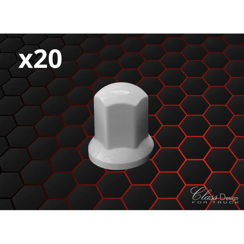 Caches écrous 33mm Blanc - Lot de 20