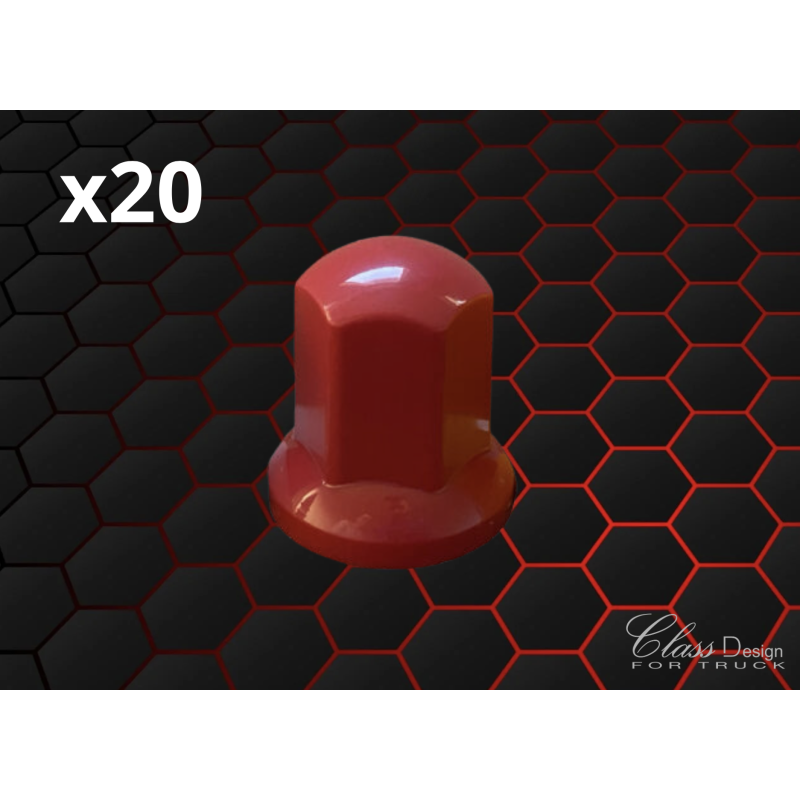 Caches écrous 33mm Rouge - Lot de 20