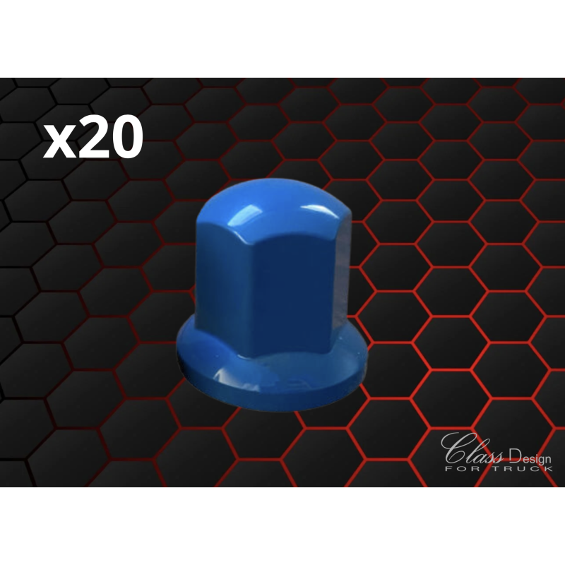Caches écrous 33mm Bleu - Lot de 20