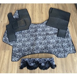 DÉPOT VENTE - TAPIS CAPOT MOTEUR RENAULT T TUNNEL DANOIS GRIS/NOIR + FRANGE DANOIS GRIS/NOIR + CHUTE DANOIS GRIS