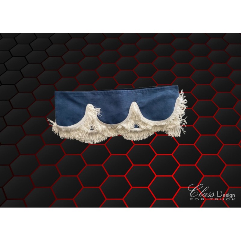 DÉPÔT VENTE - KIT RIDEAUX + FRANGE ALCANTARA BLEU/BLANC