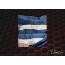 DÉPÔT VENTE - KIT RIDEAUX + FRANGE ALCANTARA BLEU/BLANC