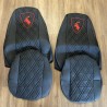 HOUSSES DE SIÈGE VOLVO FH5 LOGO ÉLAN ROUGE NOIR GAUFRÉ DELUXE AU MILIEU NOIR DELUXE LISSE SUR LE CÔTÉ