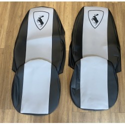 HOUSSES DE SIÉGE VOLVO FH5 MILIEU GRIS PREMIUM LISSE CÔTÉ NOIR PREMIUM LISSE LOGO ÉLAN NOIR