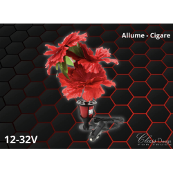 FLEUR ILLUMINÉE ROUGE - ALLUME CIGARE - 12/32 VOLTS