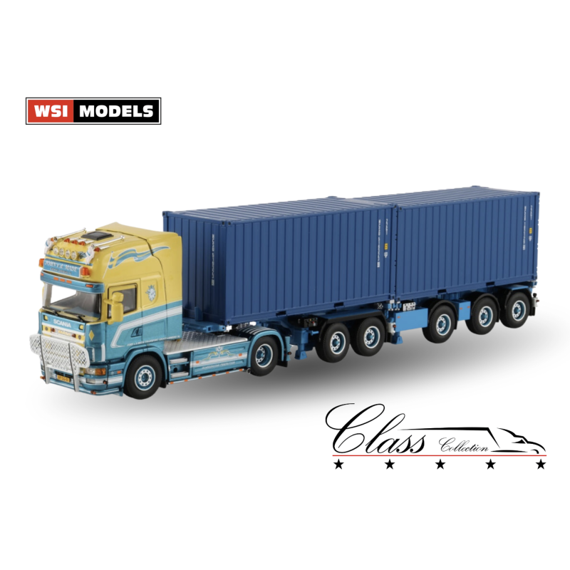 JOHN V.D. MADE SCANIA 4 SERIES TOPLINE 4X2 2CONNECT COMBI TRAILER - 5 AXLE + 2X 20FT CONTAINER - 01-4740